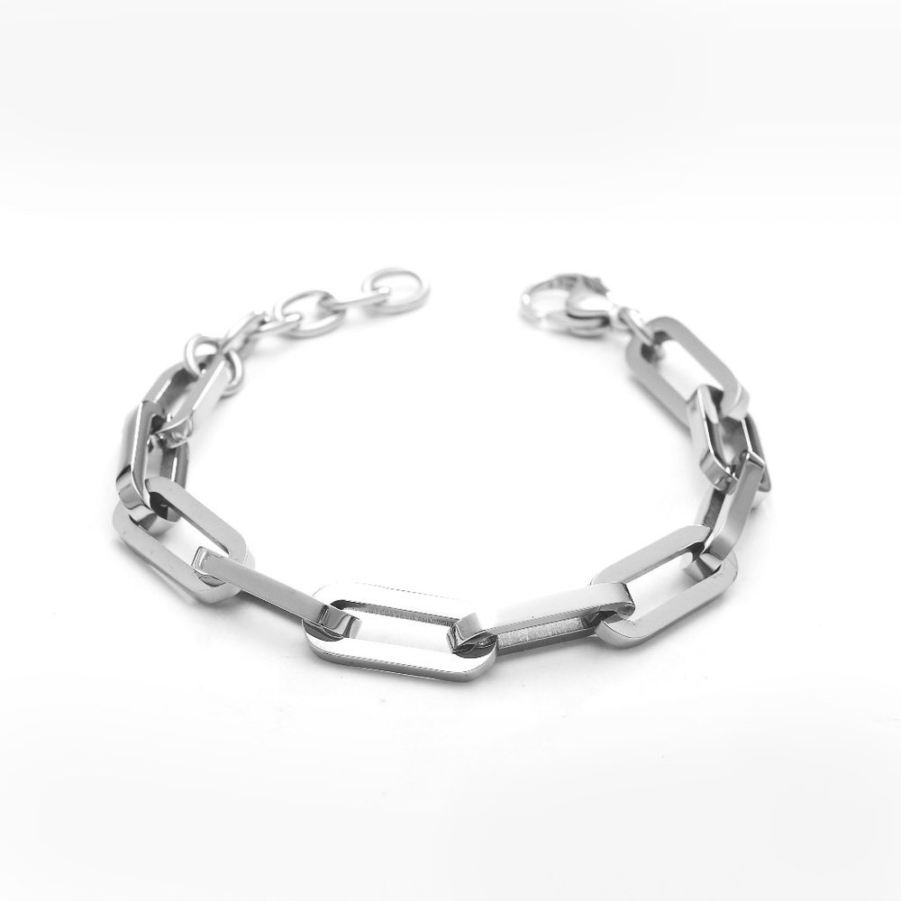 New! Link Bracelet Stainless Steel Silver Plated - Picture 2 of 6